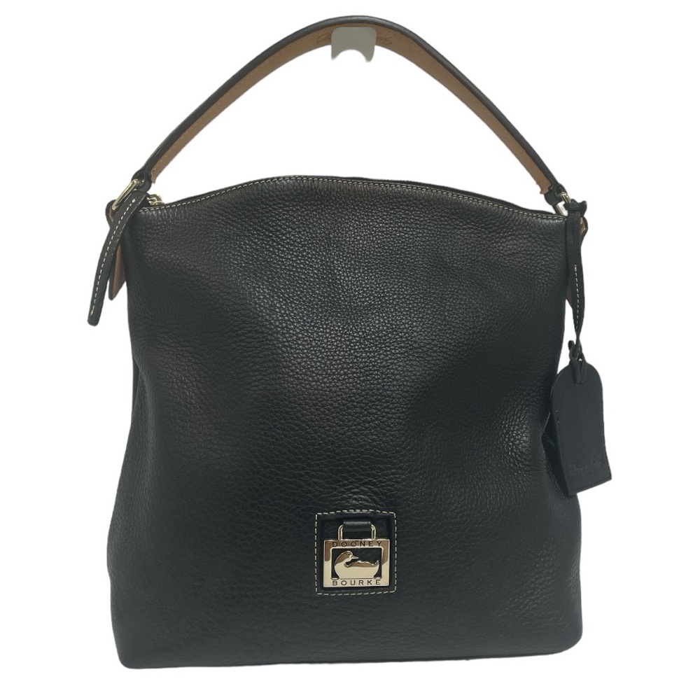 Dooney & Bourke Pink and Black Hobo Bag with Textured Finish